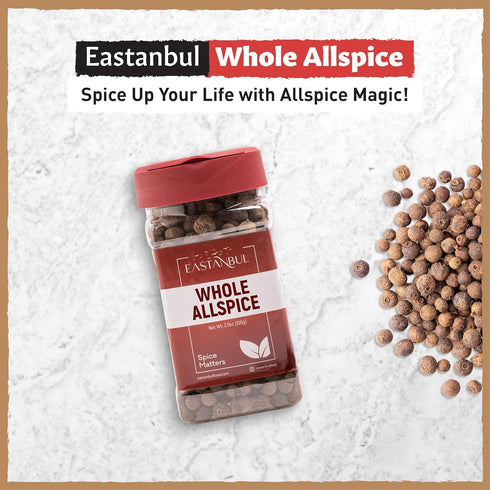 Eastanbul Allspice Berries Whole & Pure 3.5oz, Whole Allspice to be Ground Allspice Berries Whole, Pimento Seeds Jamaican Style, Malagueta Dulce, ...
